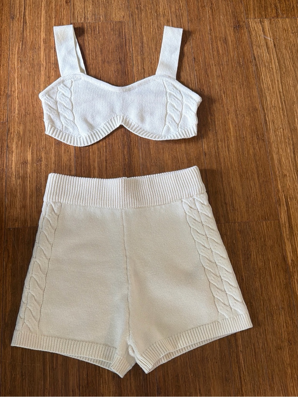 Princess Polly Cream Knit Crop Top & Shorts Set